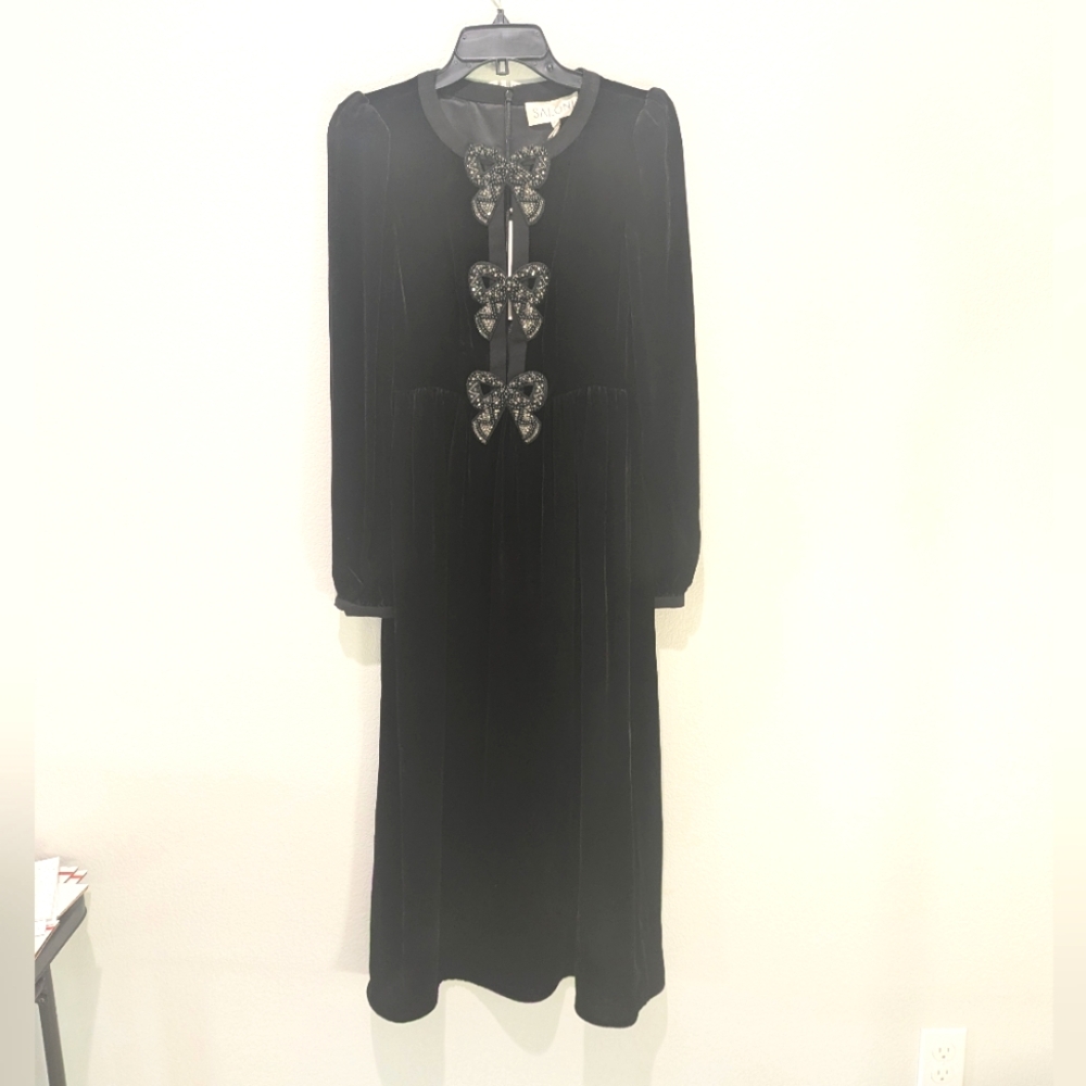 SALONI Camille Bows Velvet Dress